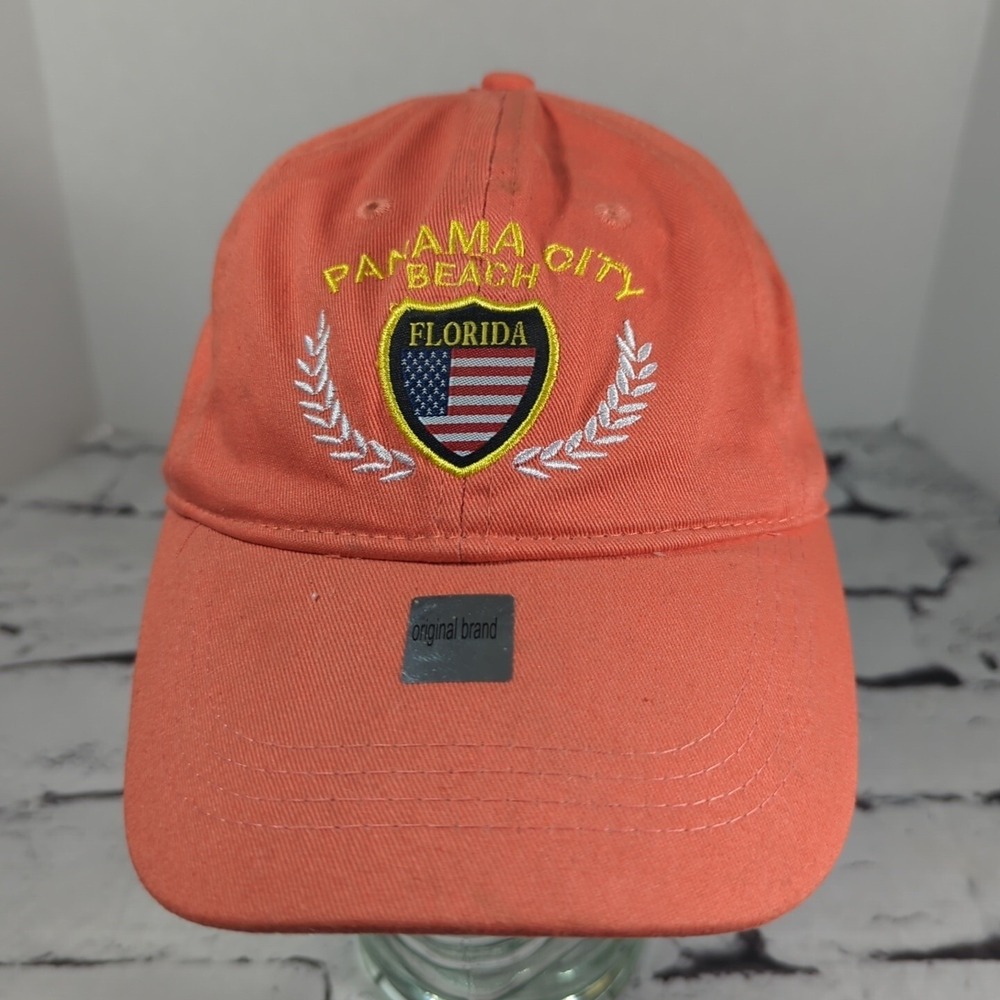 Panama City Beach Florida Patch Orange‎ Hat Adjustable Cap